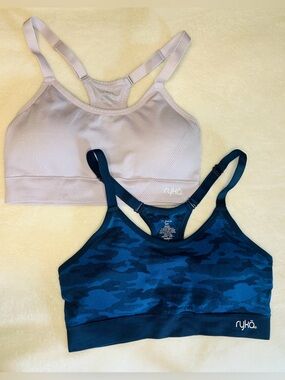 Ryka Duo Sports Bra Set - Lavender & Blue Camo NWOT Women M